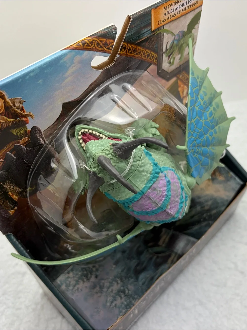 DreamWorks Rumblehorn Dragon Figure - Mint Green with Blue and Pink Accents
